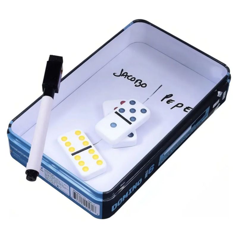 Juego De Mesa Domino Doble 6 Con 28 Fichas Jumbo, Color Negro/Blanco