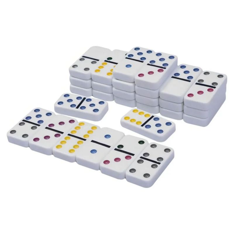 Juego De Mesa Domino Doble 6 Con 28 Fichas Jumbo, Color Negro/Blanco