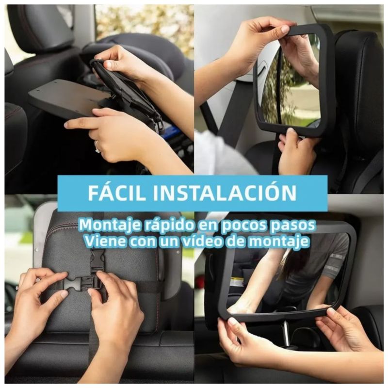 Espejo Retrovisor Para Bebé De Gran Angular, Color Negro