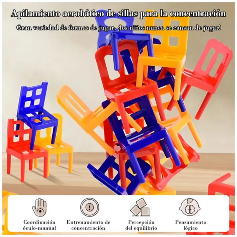 Juegos De Mesa Didacticos Equilibrio Sillas Set 24pcs, Multicolor