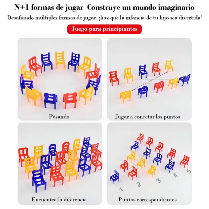 Juegos De Mesa Didacticos Equilibrio Sillas Set 24pcs, Multicolor