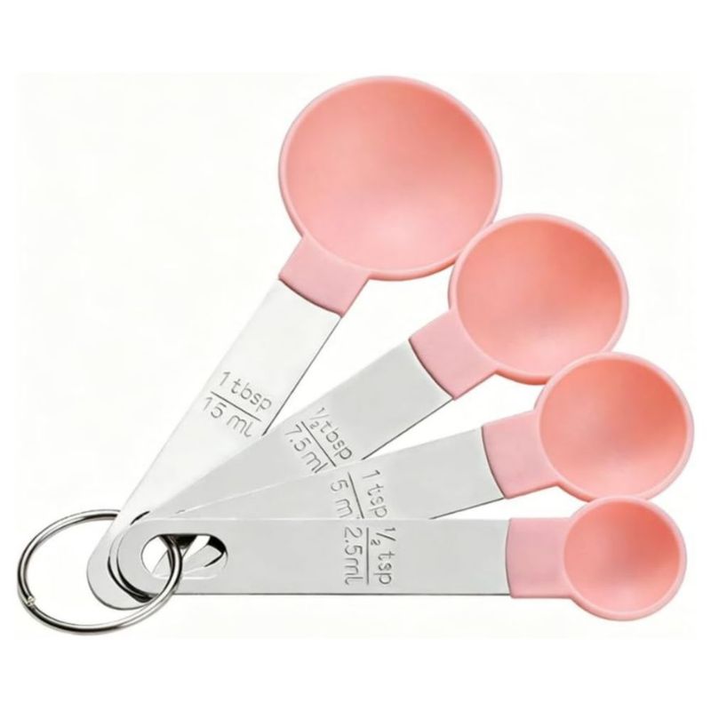 Set 15 Piezas Tazas y Cucharas Medidoras Plástico Rosa para Repostería, Color Rosa