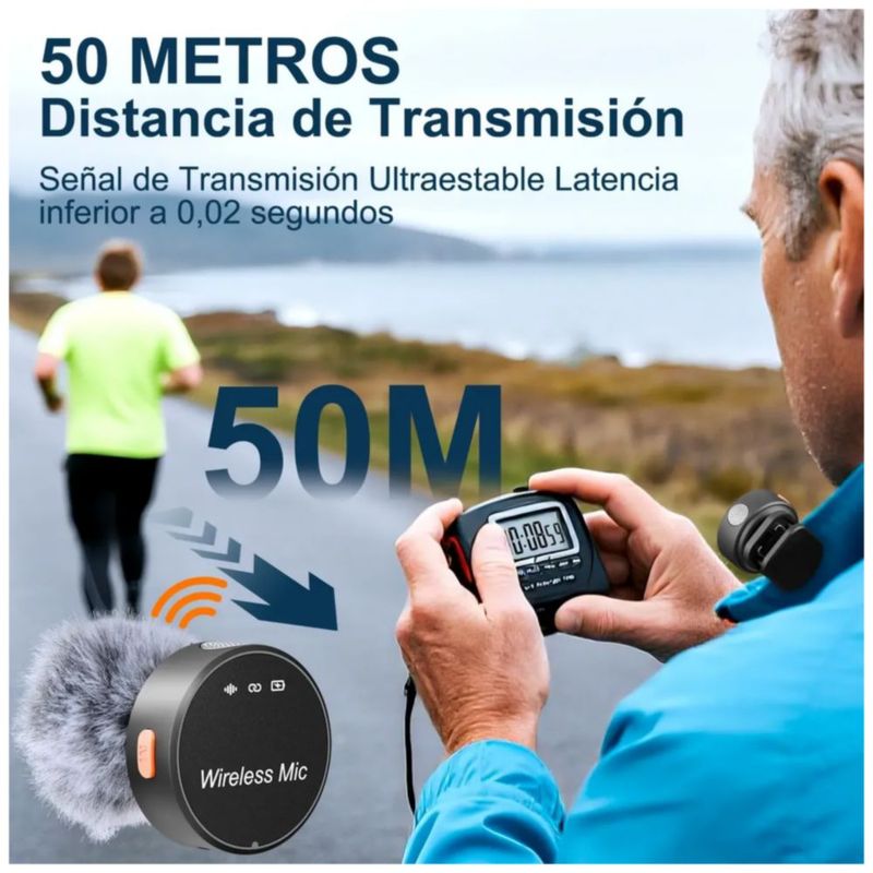 Micrófono Inalambrico Lavalier Solapa Para iPhone Android,  Color Negro