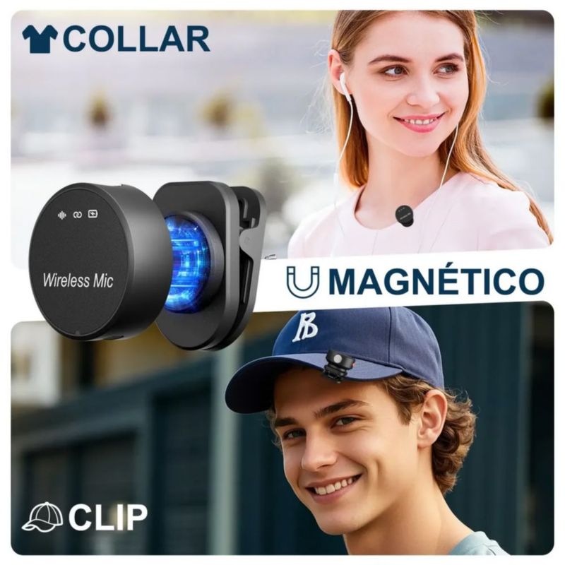 Micrófono Inalambrico Lavalier Solapa Para iPhone Android,  Color Negro