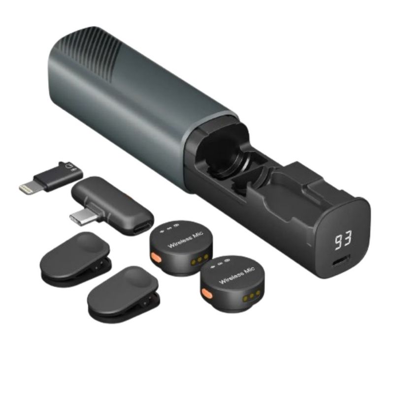 Micrófono Inalambrico Lavalier Solapa Para iPhone Android,  Color Negro