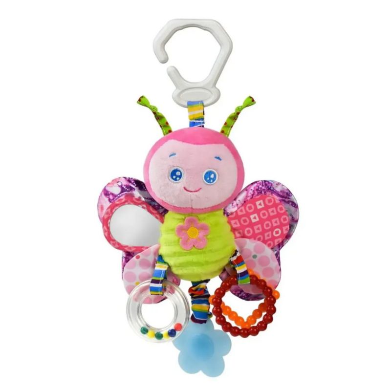Juguete Peluche Sonaja Mordedera Texturas Estimulación Bebé, Color Rosa