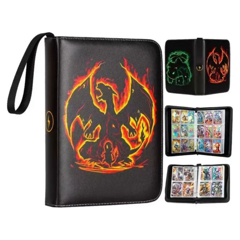 Carpeta De Tarjetas Para Pokémon, 4 Bolsas, 400álbum Tarjeta dragon  Color Negro