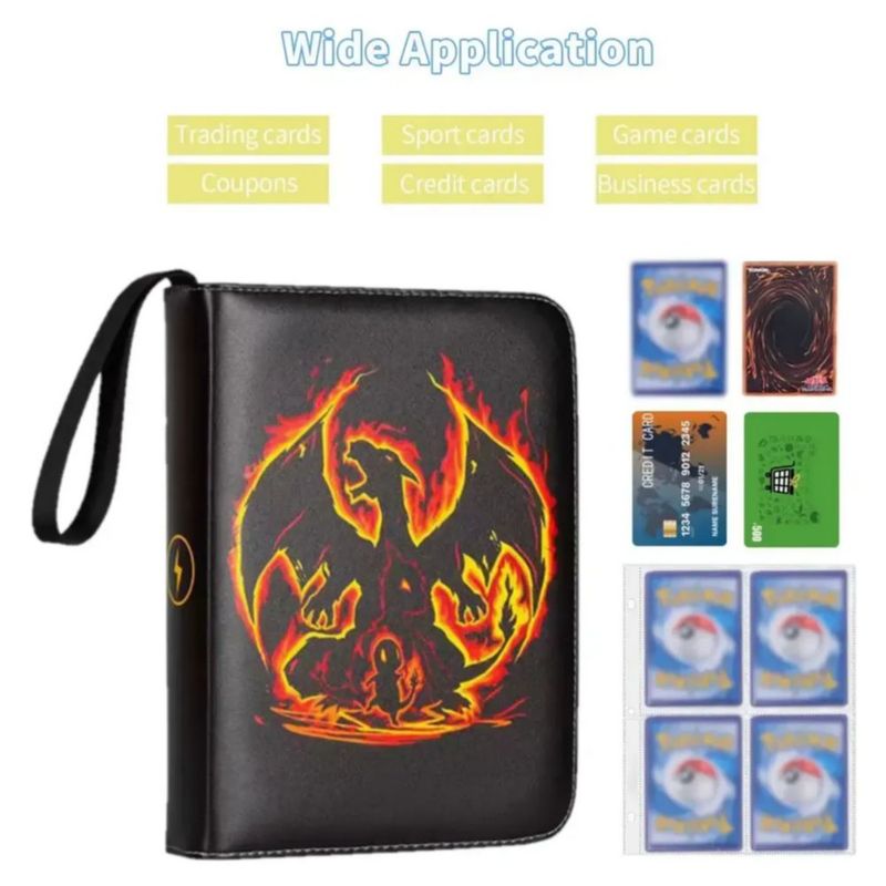 Carpeta De Tarjetas Para Pokémon, 4 Bolsas, 400álbum Tarjeta dragon  Color Negro