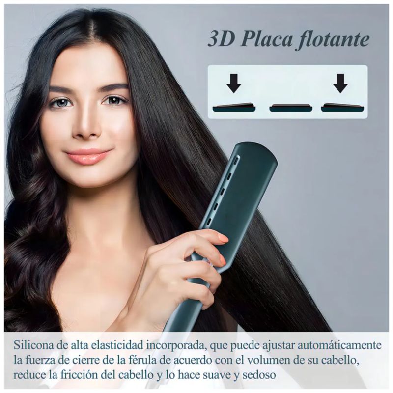 Plancha para Cabello Iónica con Placas de Titanio y 5 Temperaturas, Color Cian