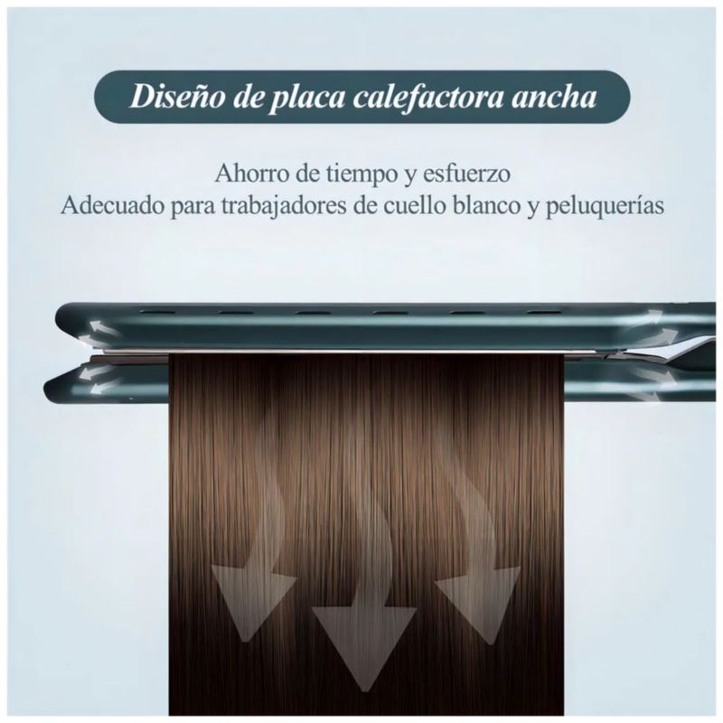 Plancha para Cabello Iónica con Placas de Titanio y 5 Temperaturas, Color Cian