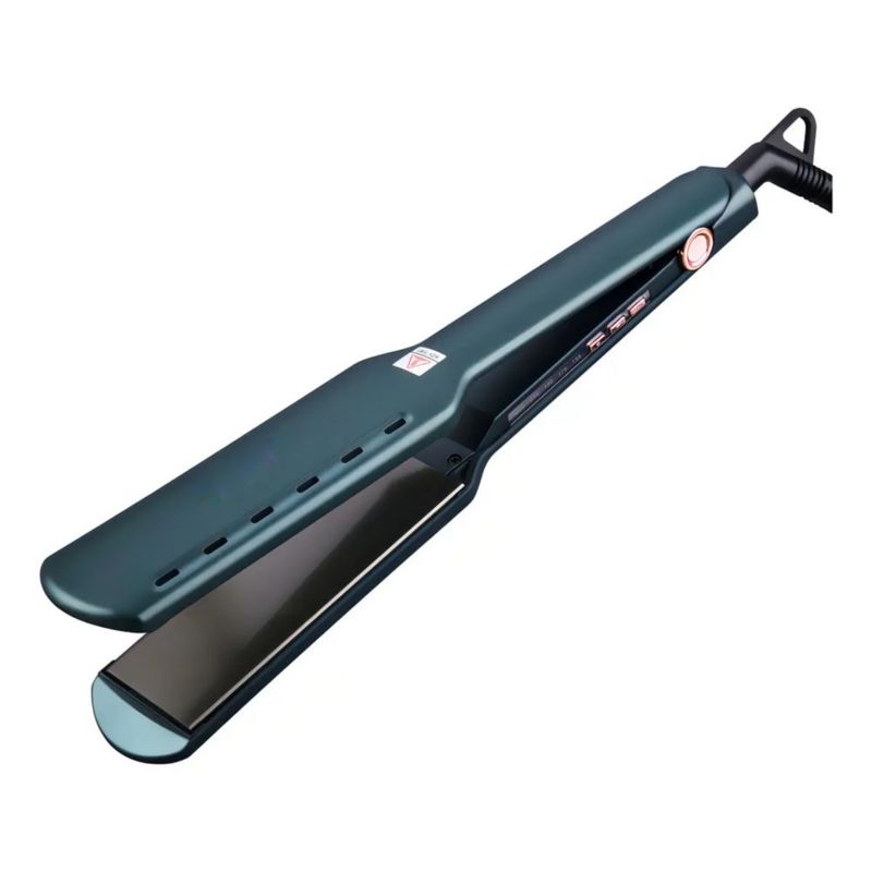 Plancha para Cabello Iónica con Placas de Titanio y 5 Temperaturas, Color Cian