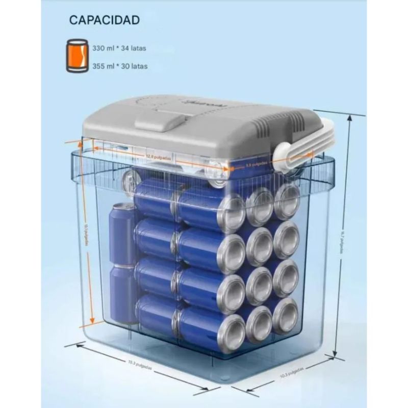 Enfriador Eléctrico De 24 Litros, 12 V Cc Gris Ideal Para Viajes. Gris