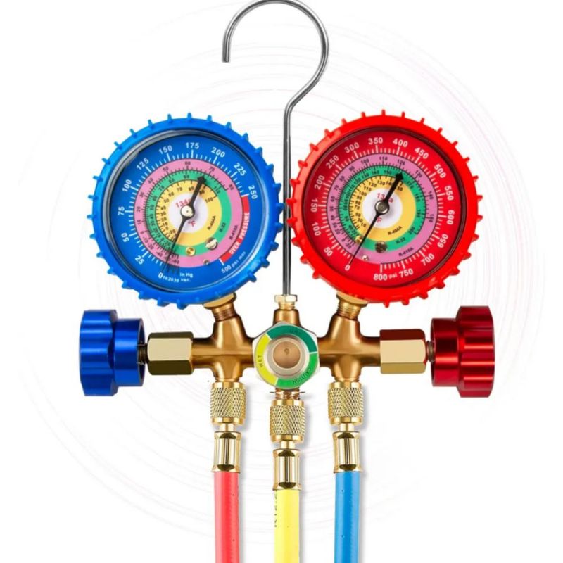 Juego Manometros Refrigeracion Manifold Azul y Rojo