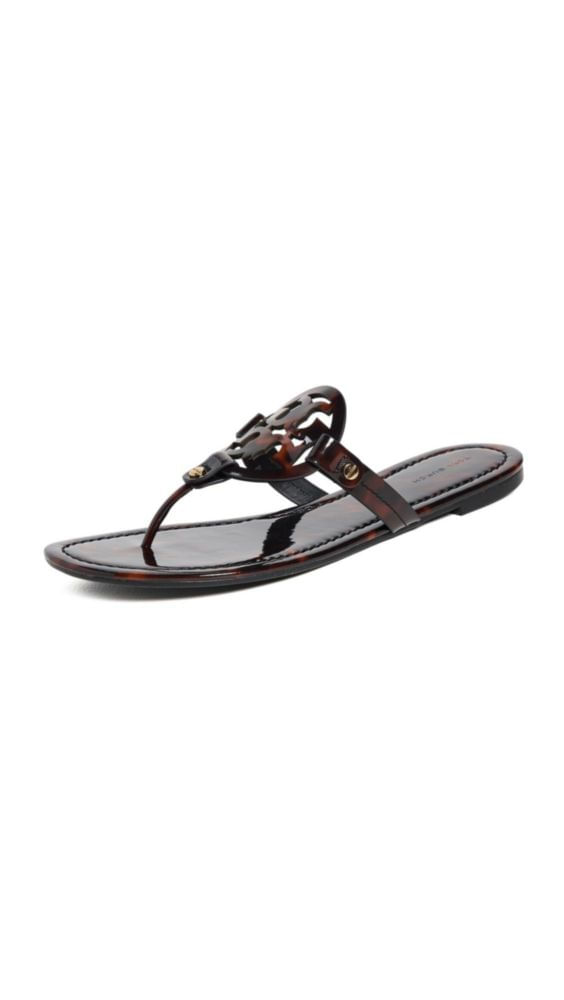 Sandalia Tory Burch Miller 7.5 Tortuga con acabado de patente