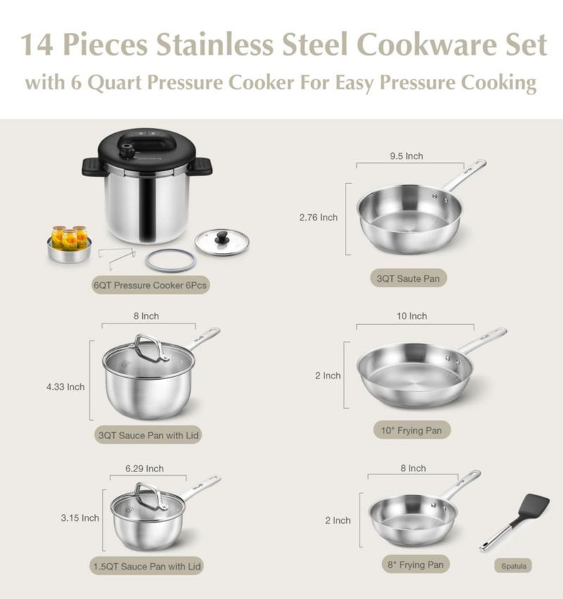 Juego de Utensilios de Cocina KOCH SYSTEME CS de Acero Inoxidable 14 Piezas