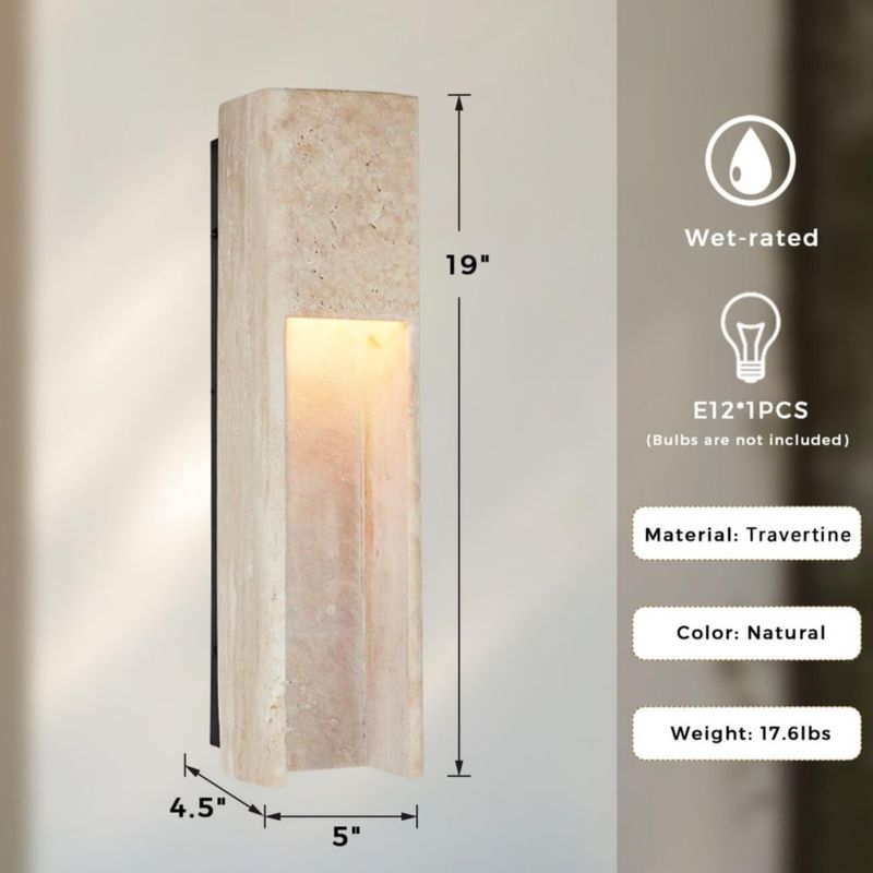 Aplique de Pared Genérico 48 cm Travertino Interior/Exterior