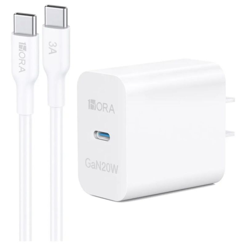 Cargador Tipo C Carga Rápida Pd 20w Con Cable C A C Blanco