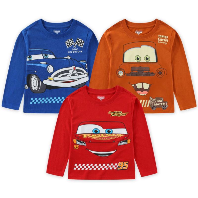 Pack de 3 camisetas de manga larga Disney Cars para niños