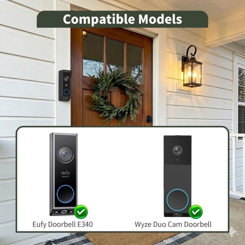Soporte para timbre adhesivo PEF Eufy E340/Wyze Duo Cam sin taladro