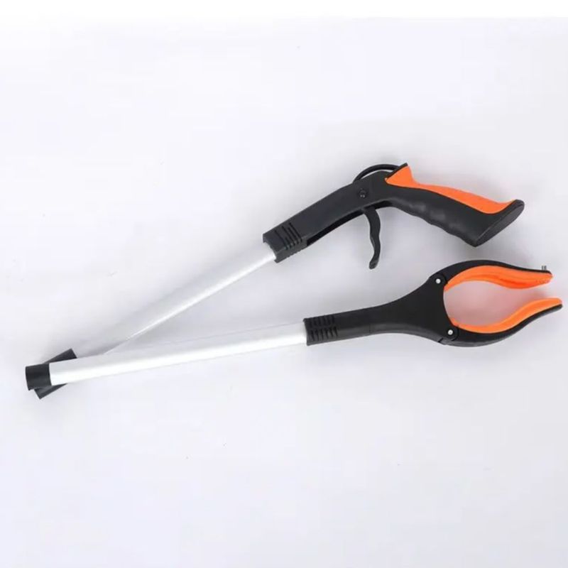 Recogedor De Basura Plegable Con Bastón Plata con Naranja