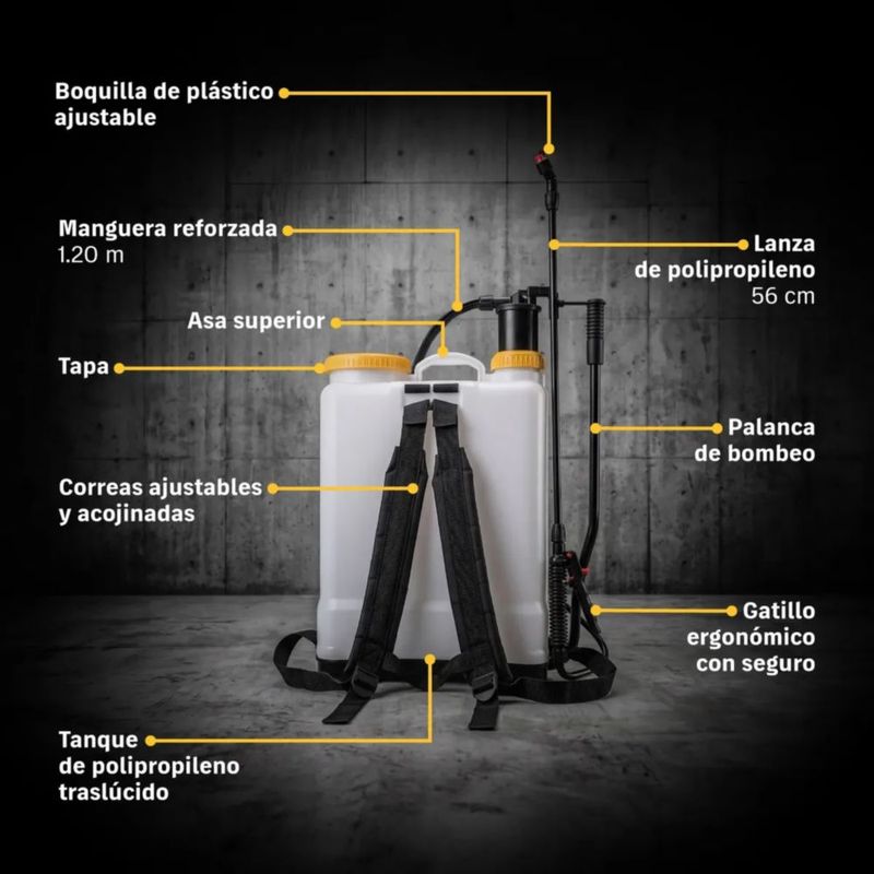 Fumigador De Mochila Bomba P/fumigar 16 Lts Blanco