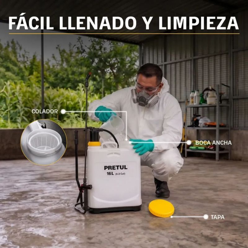 Fumigador De Mochila Bomba P/fumigar 16 Lts Blanco