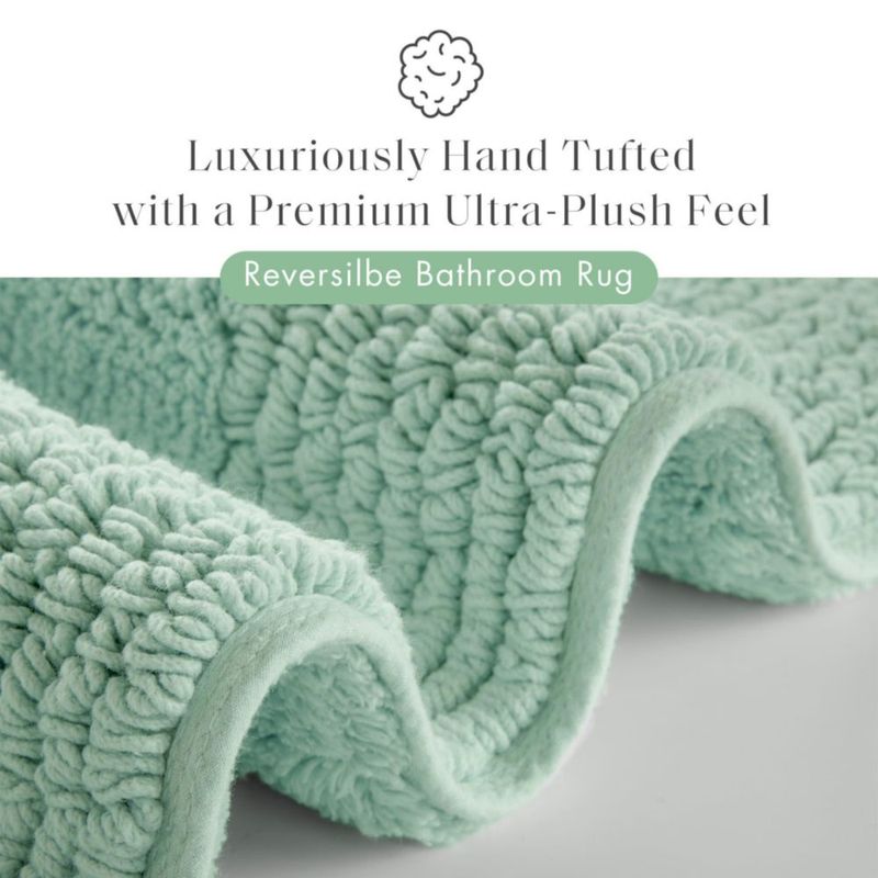 Alfombra de baño Madison Park 43 × 61 cm Algodón verde reversible