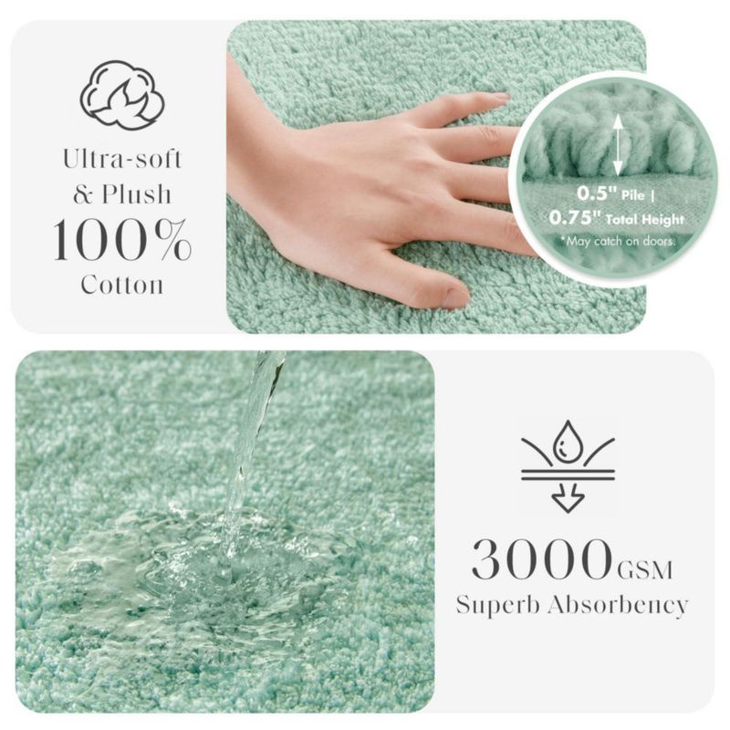 Alfombra de baño Madison Park 43 × 61 cm Algodón verde reversible