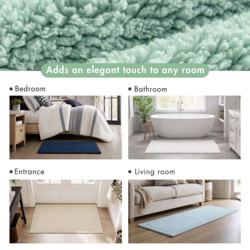 Alfombra de baño Madison Park 43 × 61 cm Algodón verde reversible