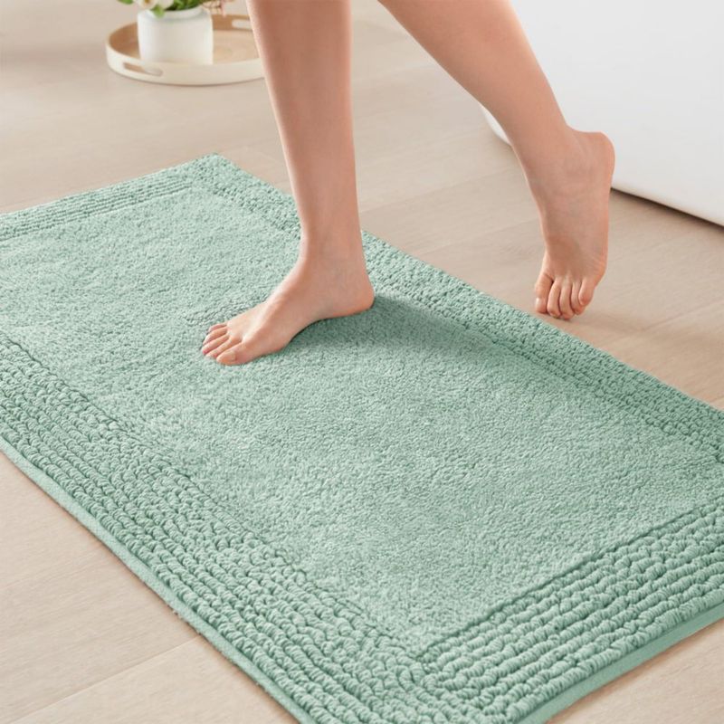 Alfombra de baño Madison Park 43 × 61 cm Algodón verde reversible