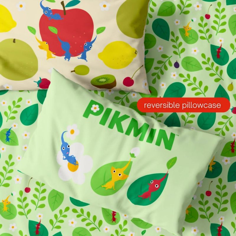 Juego de ropa de cama Franco Twin Pikmin – Cobija reversible de 5 piezas