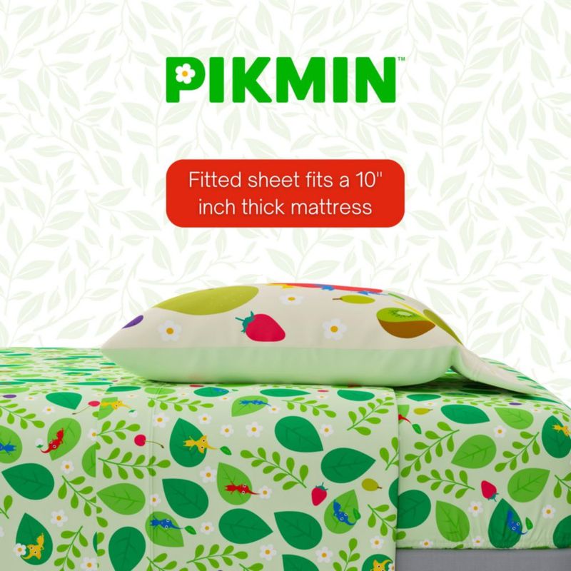 Juego de ropa de cama Franco Twin Pikmin – Cobija reversible de 5 piezas