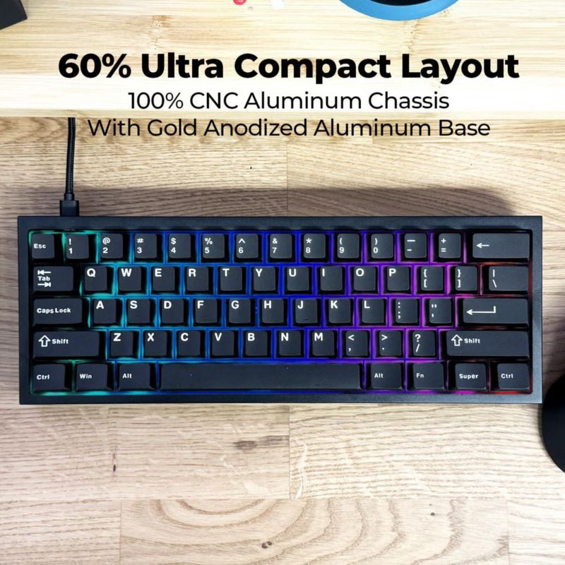 Teclado CyberpowerPC CK60 RGB Hot‑Swappable con keycaps PBT