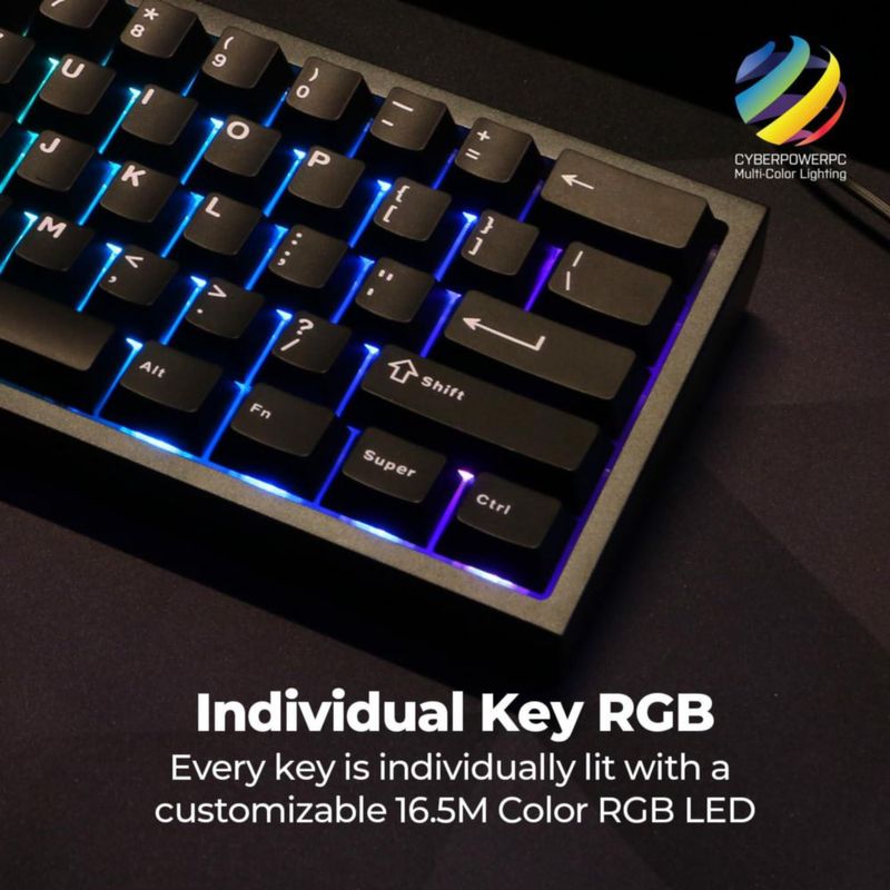 Teclado CyberpowerPC CK60 RGB Hot‑Swappable con keycaps PBT