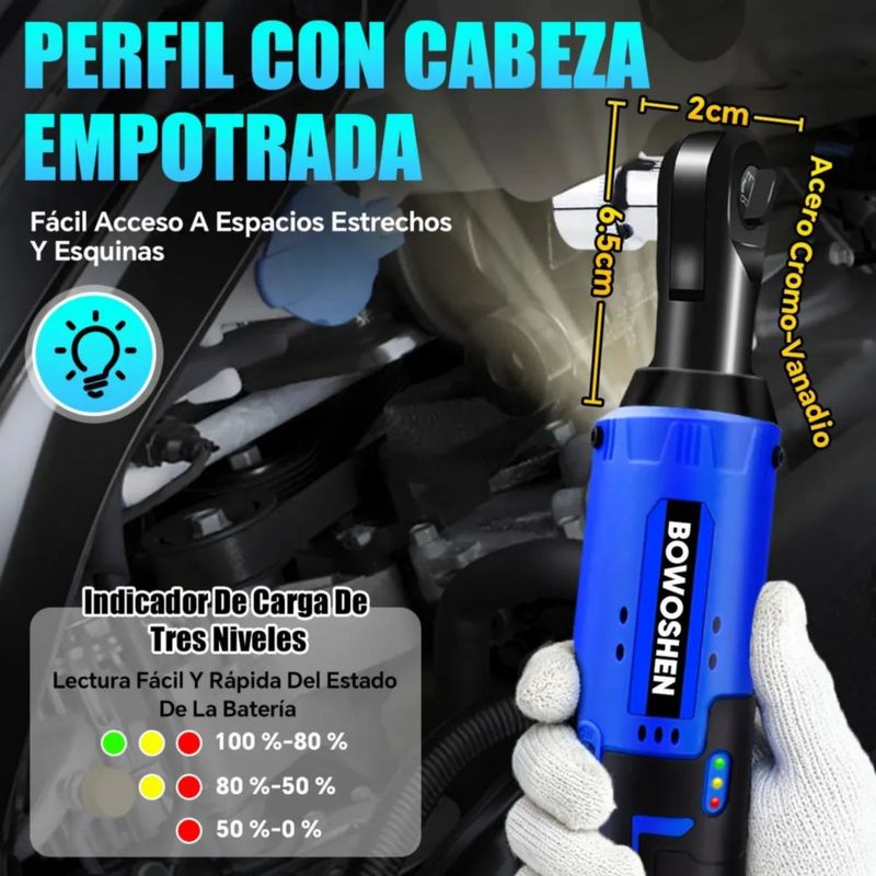 Pistola De Impacto Llave De Trinquete Eléctrica Inalámbrica Azul con Negro