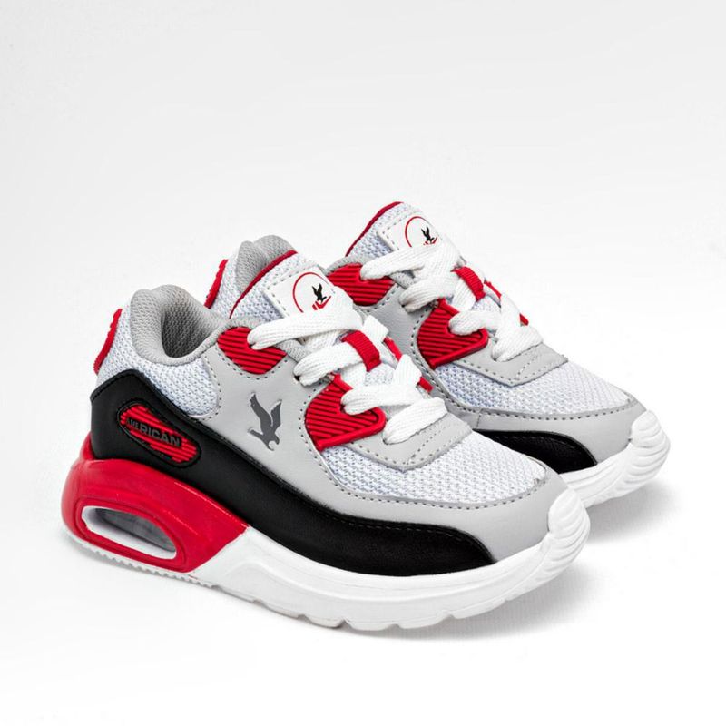 DEPORTIVO CORRER Y SPORT AMERICAN FIRE A78 NEGRO GRIS ROJO TACON 4 cm