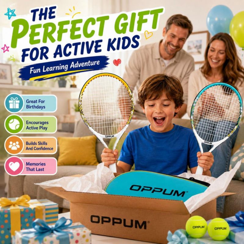Set de Raquetas de Tenis OPPUM 2 Unidades 53 cm con Bolsa de Hombro y Pelotas