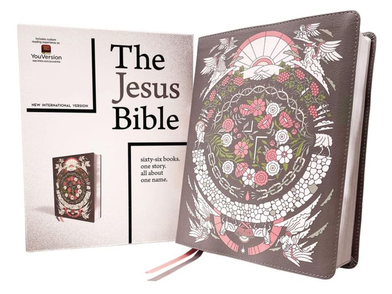 Biblia Zondervan NVI Cuero Suave Gris Floral