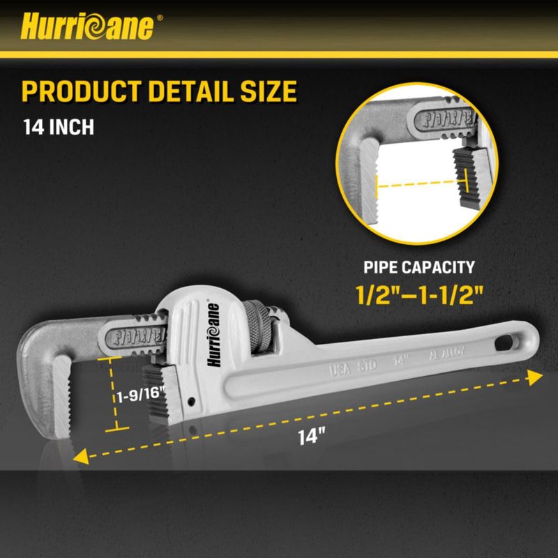 Llave de tubo HURRICANE 36 cm de aleación de aluminio de alta resistencia