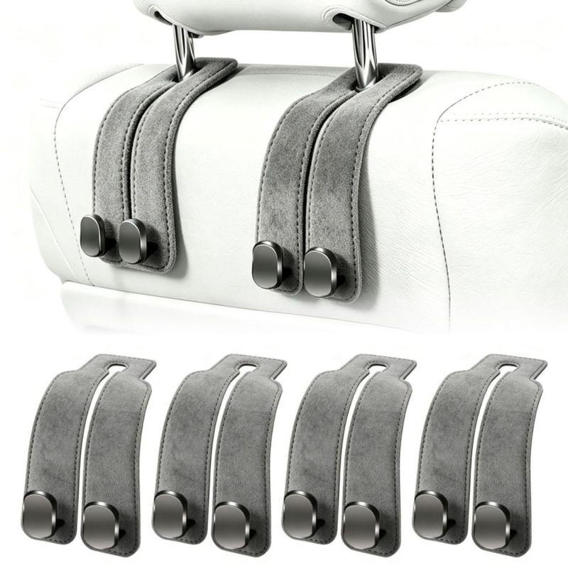 Ganchos para reposacabezas de coche Amelity paquete de 4 gris