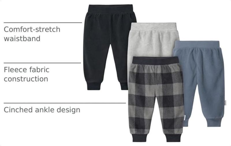 PANTALONES Gerber para Bebé Niño 18 meses – Pack de 4 en Gingham azul marino