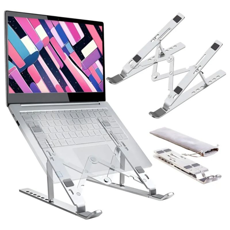 Base Soporte Laptop Aluminio,plegable,portátil Y Ajustable Plateado