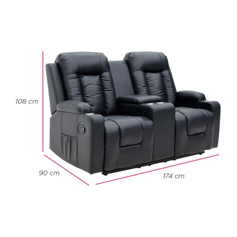 SILLON REPOSET BAYONA NEGRO, RECLINABLE, CONSOLA CENTRAL,PORTAVASOS