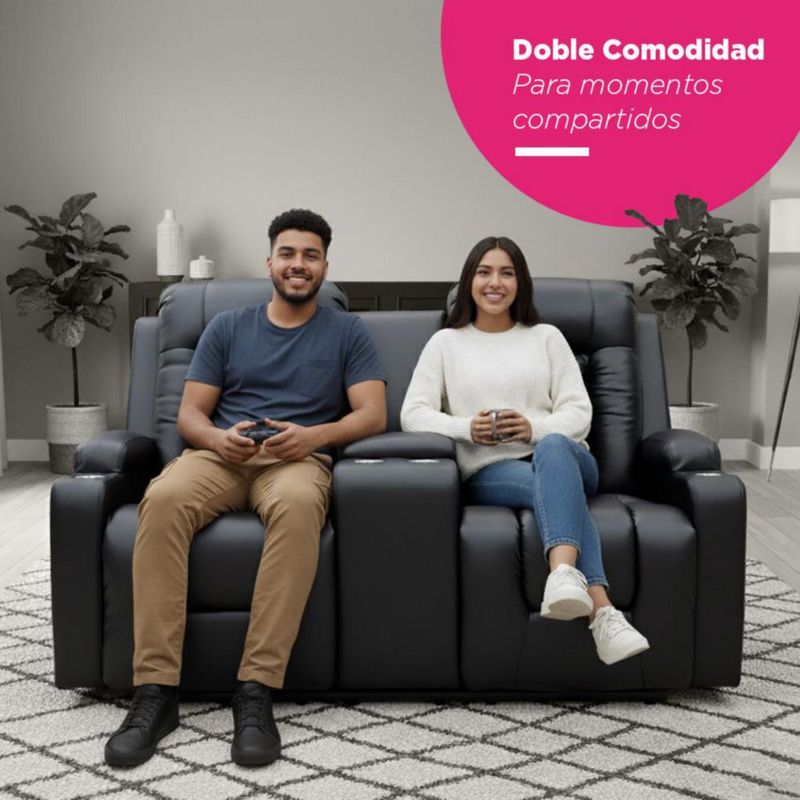 SILLON REPOSET BAYONA NEGRO, RECLINABLE, CONSOLA CENTRAL,PORTAVASOS