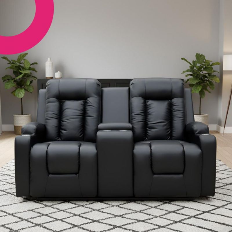 SILLON REPOSET BAYONA NEGRO, RECLINABLE, CONSOLA CENTRAL,PORTAVASOS