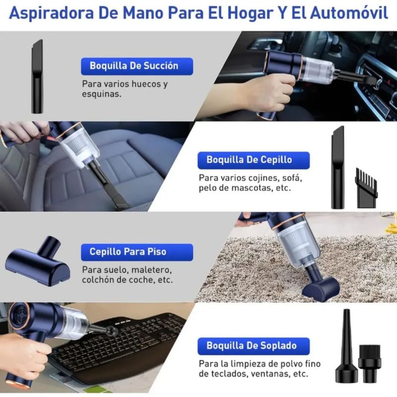 Aspiradora Para Auto Mini Portatil De Mano Inalambrica Azul