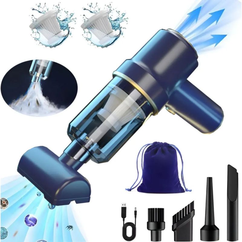 Aspiradora Para Auto Mini Portatil De Mano Inalambrica Azul