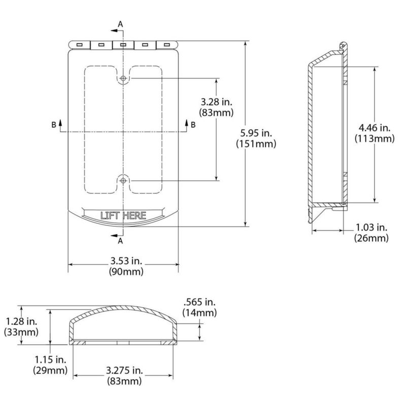 Placa de pared STI 11 cm × 8 cm cubierta de policarbonato con bisagra