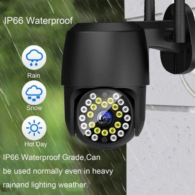 Cámara De Seguridad Wifi Exterior 1080p Con Led Iluminación Negro