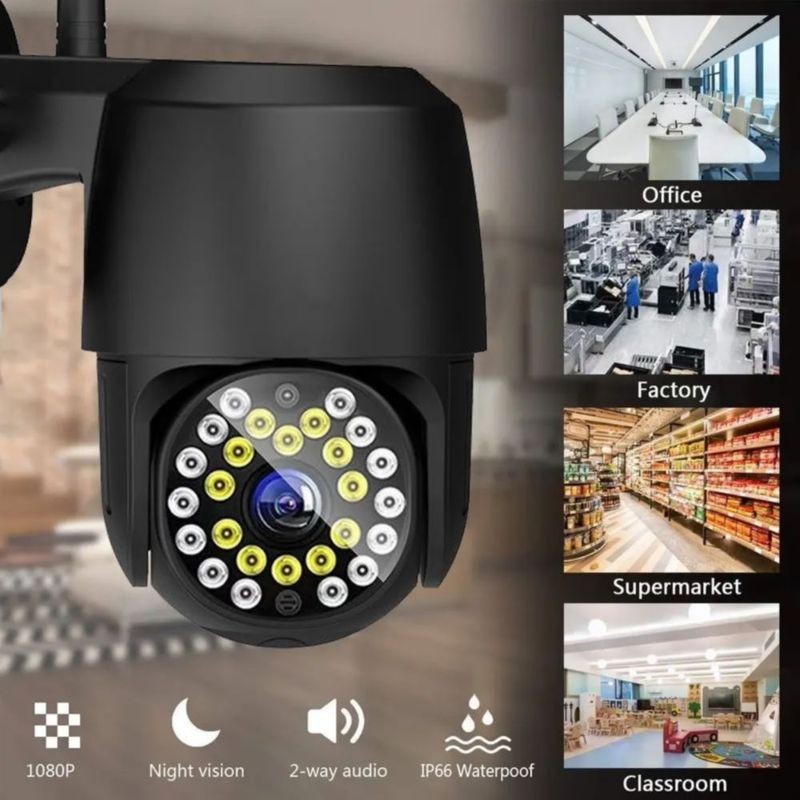 Cámara De Seguridad Wifi Exterior 1080p Con Led Iluminación Negro